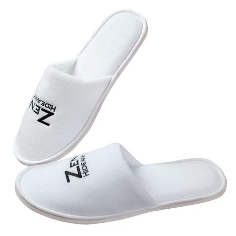 Generic Terry Cloth Custom Closed Toe Slippers for Men White