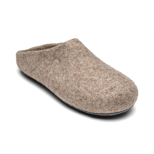 Kyrgies Classics Felted Wool Slippers Non-Slip Oatmeal