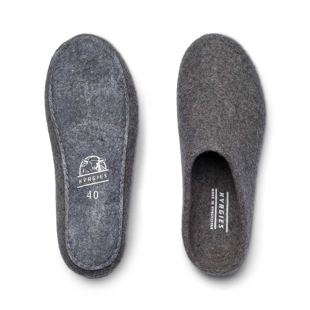 Kyrgies Classics Felted Wool Slippers Non-Slip Oatmeal